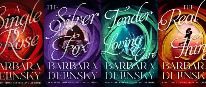 Collage of Barbara Delinsky titles, including Tender Loving Care and The Silver Fox