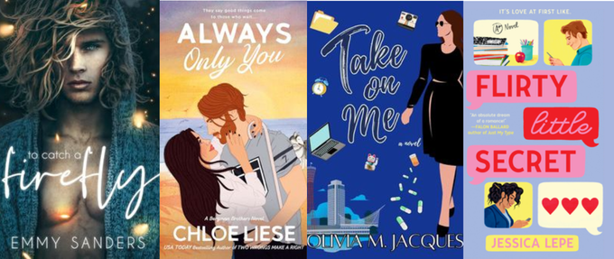 Four book covers of neurodivergent romance books. 